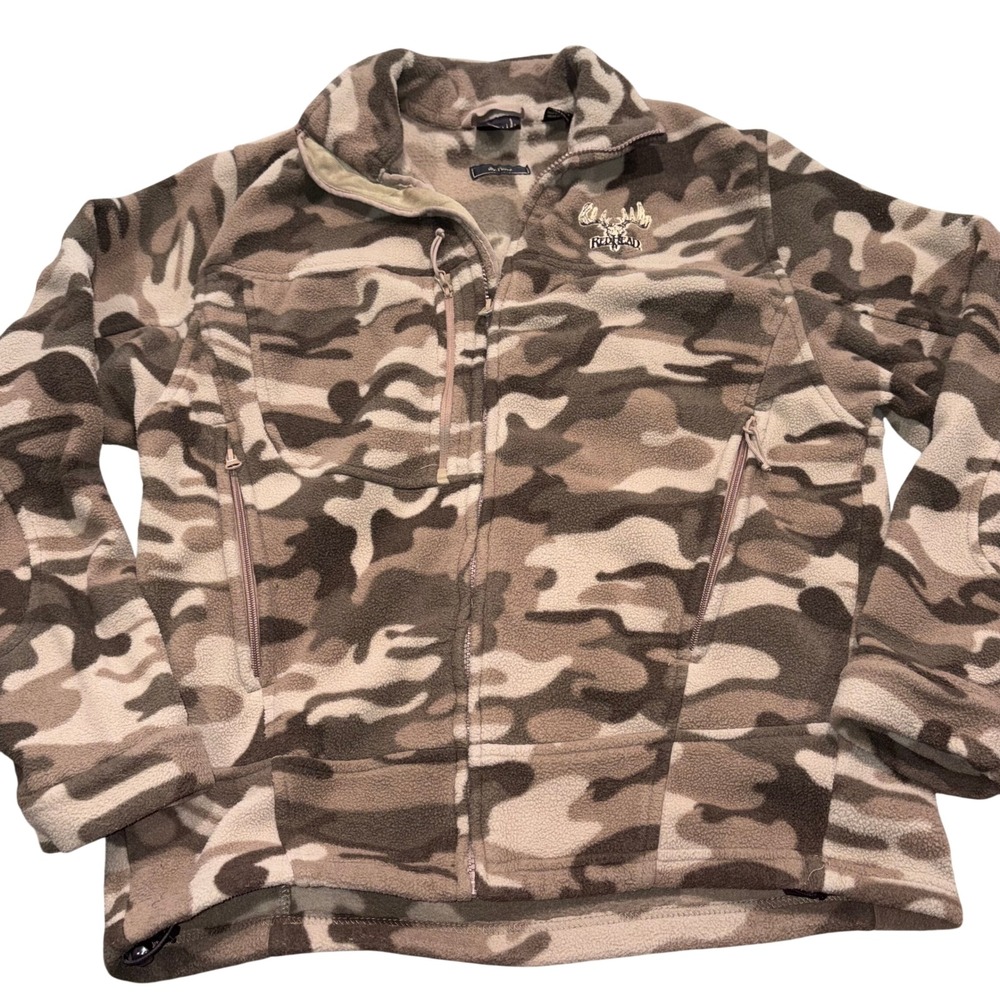 Fleece Full Zip Jacket Mens M Brown Camo 1856 RedHead